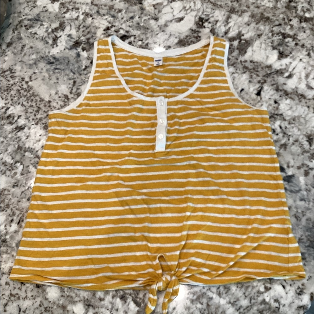 Old Navy, M, yellow & white striped tank top